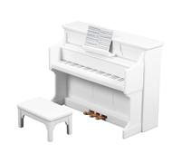 Mikikit Modèle de Piano Miniature Blanc avec Tabouret et Partition Meubles Miniatures pour Maison de Poupée Accessoires Décoratifs Réalistes pour Mini-Maison Instrument de Musique