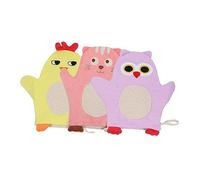 Mikikit Moufles de Bain pour Bébé Animaux Lot de 3 Serviettes Exfoliantes en Coton Doux et Pratique Bain Garçon et Accessoires de Baby Shower