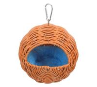 Mikikit Nid Suspendu Rotin Naturel Maison Confortable Osier Tressé pour Perruches Ondulées pour Oiseaux Petits et Moyens