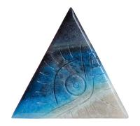 Mikikit Ornement Décoratif Œil Maléfique en Pierre de Cristal Naturel Bleu Triangulaire, Protège du Mal et Apporte Chance, Décoration Délicate pour Porte D'entrée ou Mariage