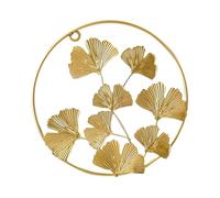 Mikikit Ornement Mural en Fer Forgé Ginkgo Doré Décoration Murale Nordique 1 Pièce Motif Feuille de Ginkgo Ajourée pour Salon Chambre et Bureau Suspendu sans Perçage