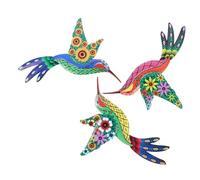 Mikikit Ornement Mural en Métal 3pcs Représentant un Oiseau Simulé, Décoration de Jardin Délicate et Fiable pour Cours et Espaces Extérieurs