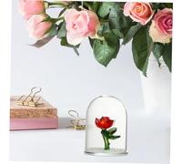 Mikikit Ornement Rose Éternelle Cristal sous Cloche Verre Rouge Fleur Artificielle Préservée Statue Cadeau Romantique pour Anniversaire et Fête des Mères