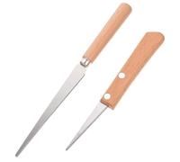 Mikikit Outils de Poterie en Acier Inoxydable, Lot de 2 Couteaux à Modeler Manche Bois, pour Artisanat en Terre Glaise et Finition de Sculpture