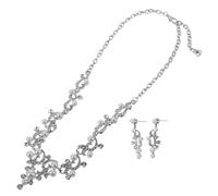 Mikikit Parure de Bijoux de Mariage avec Collier Ras Du Cou et Boucles d’Oreilles Perles et Cristaux Légère Résistante Décoloration pour Femmes Confortable à Porter Toute la Journée