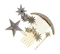 Mikikit Peigne à Cheveux avec Pince Latérale Barrette Étoile Accessoire Coiffure Mariage Peigne Barrette Décorative Pinces Cheveux Latérales