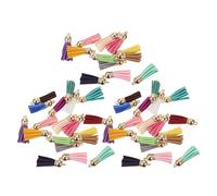Mikikit Pendentifs à Pompons Décoration Suspendue Lot de 50 en Cuir et Alliage Couleur Aléatoire pour Porte-clés pour Bijoux et Accessoires Faits Main