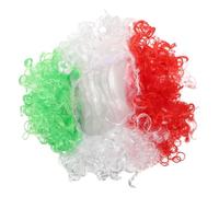 Mikikit Perruque aux Couleurs du Drapeau Mexicain Coiffe de Clown Afro Courte et Bou Accessoire pour Costume Événement Sportif Cosplay et Fêtes Confortable Toute la Journée