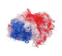 Mikikit Perruque Bou Et Ondulée Rouge Blanche Et Bleue Accessoires De Coiffure Pour Déguisement De Clown Cosplay Et Décoration De Fête Pour Fans De Football