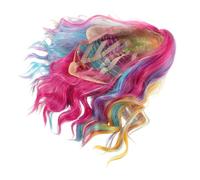 Mikikit Perruque Courte Bouclée Arc-ciel pour Femme Style Ondulé Coloré Légère et Confortable Cosplay et Fête Halloween