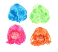 Mikikit Perruques de Cosplay pour Bal Masqué en Fibre Haute Température, Portable et Légères, Lot de 4 Pièces aux Couleurs Variées, pour Fêtes et Soirées Costumées