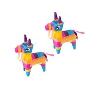 Mikikit Piñata Âne en Papier Fait Main, Lot de 2 Pièces Colorées pour Fête D'anniversaire et Carnaval, Décoration Festive Mexicaine Remplissable de Bonbons et Jouets pour Événement Cinco
