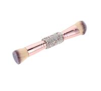 Mikikit Pinceau Double Embout pour Maquillage Manche avec Strass Poils Doux pour Fond de Teint Blush et Poudre Visage Outil Pratique pour Beauté