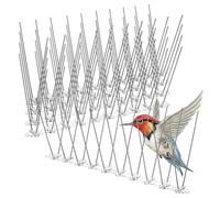 Mikikit Piques Anti-Oiseaux en Acier Inoxydable 25 Cm - Lot De 5 Pièces pour Jardin Et Terrasse - 20 Pointes par Pique - Protection Extérieure Anti-Pigeons Et Écureuils