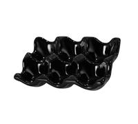 Mikikit Plateau à Œufs en Céramique Noir, Porte-œufs pour Réfrigérateur Cuisine, Support de Rangement Pratique pour Œufs, Accessoire de Conservation et Organisation du Plan de Travail