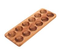 Mikikit Plateau à Œufs Facilement pour Réfrigérateur Cuisine en Bois Marron Support Rectangulaire Élégant et Robuste pour Organiser Jusqu'à 12 Œufs