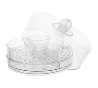 Mikikit Plateau de Fruits Rotatif avec Compartiments et Couvercle Boîte de Rangement Alimentaire Plastique Transparent Plateau Multifonction Pour Fruits Salades et Snacks Pour Sorties en