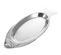 Mikikit Plateau Poisson Inox Magnétique Assiette Acier Inoxydable Résistante et Facile à Nettoyer Forme Poisson pour Maison et Restauration
