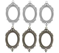 Mikikit Plateaux De Pendentif En Alliage 40x30mm Vintage 6 Pièces Accessoires De Bijoux Diy Créatifs Pour Fabrication De Colliers Et Bracelets Fête Des Mères Mariage Passage Du Temps