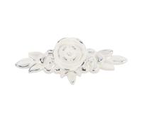 Mikikit Poignée de Meuble Européenne Vintage Métal Zinc Bouton Décoratif avec Plaque Arrière Design Fleur de Rose Moderne pour Tiroirs et Armoires Finition Laquée Blanc Crème Argenté