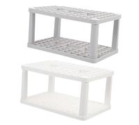 Mikikit Porte-pinceaux de Maquillage 72 Compartiments Carré Plastique Blanc et Gris Support Multifonction Bureau Professionnel Rangement Cosmétique 2 Pièces
