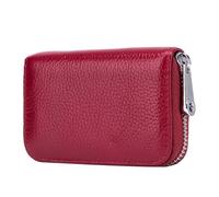 Mikikit Portefeuille Antivol RFID Petit Format Pochette Élégante pour Cartes Compartiment à Soufflet Cuir Synthétique Rouge Foncé Voyage et Usage Quotidien