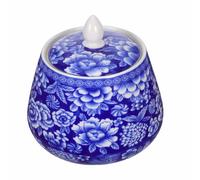 Mikikit Pot de Rangement avec Couvercle Étanche Pot Multifonction pour Stockage de Thé Sucre et Snacks Récipient Décoratif Bleu et Blanc pour Cuisine et Salon