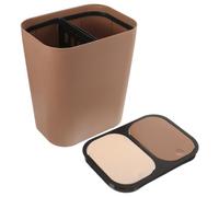 Mikikit Poubelle Double Compartiments Plastique PP Séparateur Humide Sec avec Ouverture Bouton pour Cuisine Salon Bureau