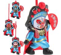 Mikikit Poupée d'Opéra du Sichuan Changeante Visage en Plastique Léger Bleu Figurine Artisanale Traditionnelle Éventail de Style Opéra de Pékin Décoration Culturelle Chinoise Souvenir
