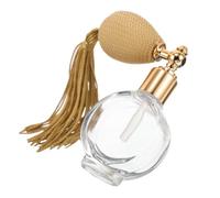 Mikikit Pulvérisateur à Poudre Compact Rechargeable Vintage en Verre avec Ampoule et Spray Ajustable, Flacon de Parfum pour Voyage et Maquillage