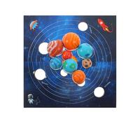 Mikikit Puzzle Éducatif Montessori en Bois - Jeu D’Association des 8 Planètes du Système Solaire - Plateau Carré - Jeu de Société Éducatif pour Tout-Petits - Développement Cognitif et