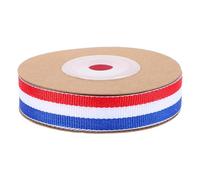 Mikikit Ruban Rayé Anti-effilochage aux Trois Couleurs Rouge Blanc Bleu en Polyester Bord Net Rouleau Unique pour Emballage Présent et Décoration Bouquet pour Loisirs Créatifs