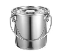 Mikikit Seau de Stockage Alimentaire Acier Inoxydable Seau Étanche avec Poignée et Fermeture Sécurisée Aux Fuites pour Transport Dhuile et Graisse Cuisine