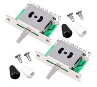 Mikikit Sélecteur de Guitare Électrique à 5 Positions Réglables Pack 2 Pièces avec Capuchons Blanc et Noir Commutateur Tonalité pour Guitare Électrique Accessoire pour Modification