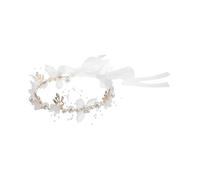Mikikit Serre-tête Couronne de Fleurs Fausses Perles pour Demoiselle Honneur Accessoire Floral pour Cheveux de Fille
