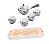Mikikit Service à Thé Chinois Portable Céramique Ensemble Théière et Tasses pour Voyage Extérieur avec de Rangement Résistant Chaleur pour Thé Kung Fu et Usage Quotidien