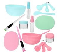 Mikikit Set Bol Masque Facial DIY avec Spatule Pinceau et Cuillère Doseuse Kit Masque Visage Lavable pour Soins Peau Rose
