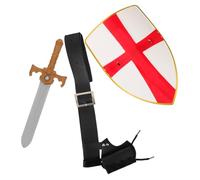 Mikikit Set Costume Médiéval Chevalier avec Bouclier Ceinture Viking et Porte- Accessoires Cosplay Renaissance pour Halloween et Fêtes Déguisées