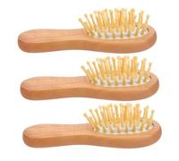 Mikikit Set de 3 Peignes en Bois Portables Coussin D'air, Brosse à Cheveux Mini pour Massage et Soulagement du Stress, pour Filles et Dames