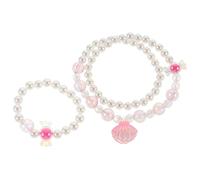 Mikikit Set de Bijoux Garçon Fille avec Collier et Bracelet Perles Parure Rose pour Fille Accessoires Mode pour Fêtes et Famille