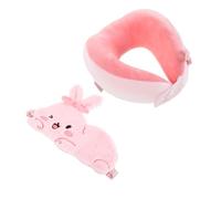 Mikikit Set de Coussin Cervical U avec Masque Yeux Lapin Confortable et pour Voyage Avion Voiture Bureau et Sieste