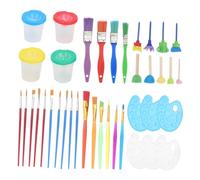 Mikikit Set de Pinceaux Peinture avec Palette Multi pour Garçon Fille et Artistes Brosses Non Toxiques pour Aquarelle et Couleur Aléatoire Couleur Aléatoire