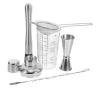 Mikikit Set de Shaker Cocktail Verre avec Marquages de Mesure Kit Multifonction Barmaid pour Mélange Boissons Outil Décoratif pour Bar Cafés et Salons de Thé