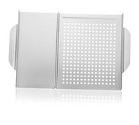 Mikikit Stainless Steel Grill Plate With Handle Professional Non Stick Vegetable Grill Tray For Outdoor Bbq And Home Cooking