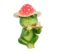 Mikikit Statue de Grenouille Réaliste avec Chapeau Champignon Résine Décoration de Jardin et Intérieur pour Pelouse Patio Fleuriste Ornement Polyvalent