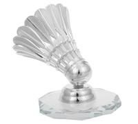 Mikikit Statue Décorative de Badminton Argentée Socle Octogonal en Cristal Ornement Intérieur Voiture pour Fan de Badminton Sculpture Trophée du Joueur de Décoration Automobile Unique et