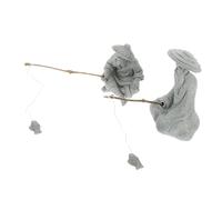 Mikikit Statues de Pêcheur pour Aquarium de Figurines Miniatures Décoratives Pêcheur Grand Petit Ornements de Jardin pour Décoration Naturelle et Durable