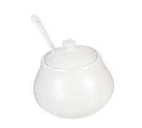 Mikikit Sucrier Céramique Blanc Pur Grand Modèle pour Sucre et Sel Pot Doseur Résistant pour Bar à Café et Cuisine avec Cuillère