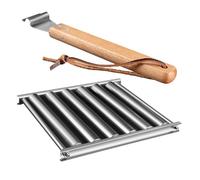 Mikikit Support Barbecue Saucisses Acier Inoxydable Portable Cuisson Uniforme pour Camping Pique- Jardin