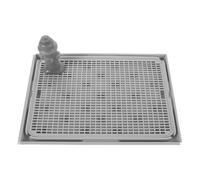 Mikikit Support pour Toilette Chien Intérieur 41,5×28,5 Cm Antidérapant avec Colonne Guide D’Urine, Bac Réutilisable Gris Clair, Apprentissage Propreté Chiots et Chiens Moyens-Grands